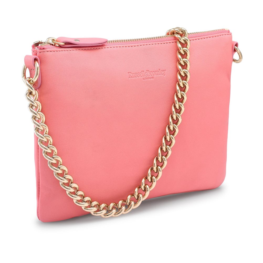 Pink Russell And Bromley On Point Chain Zip Pouch Women's Shoulder Bags | CA-3549P