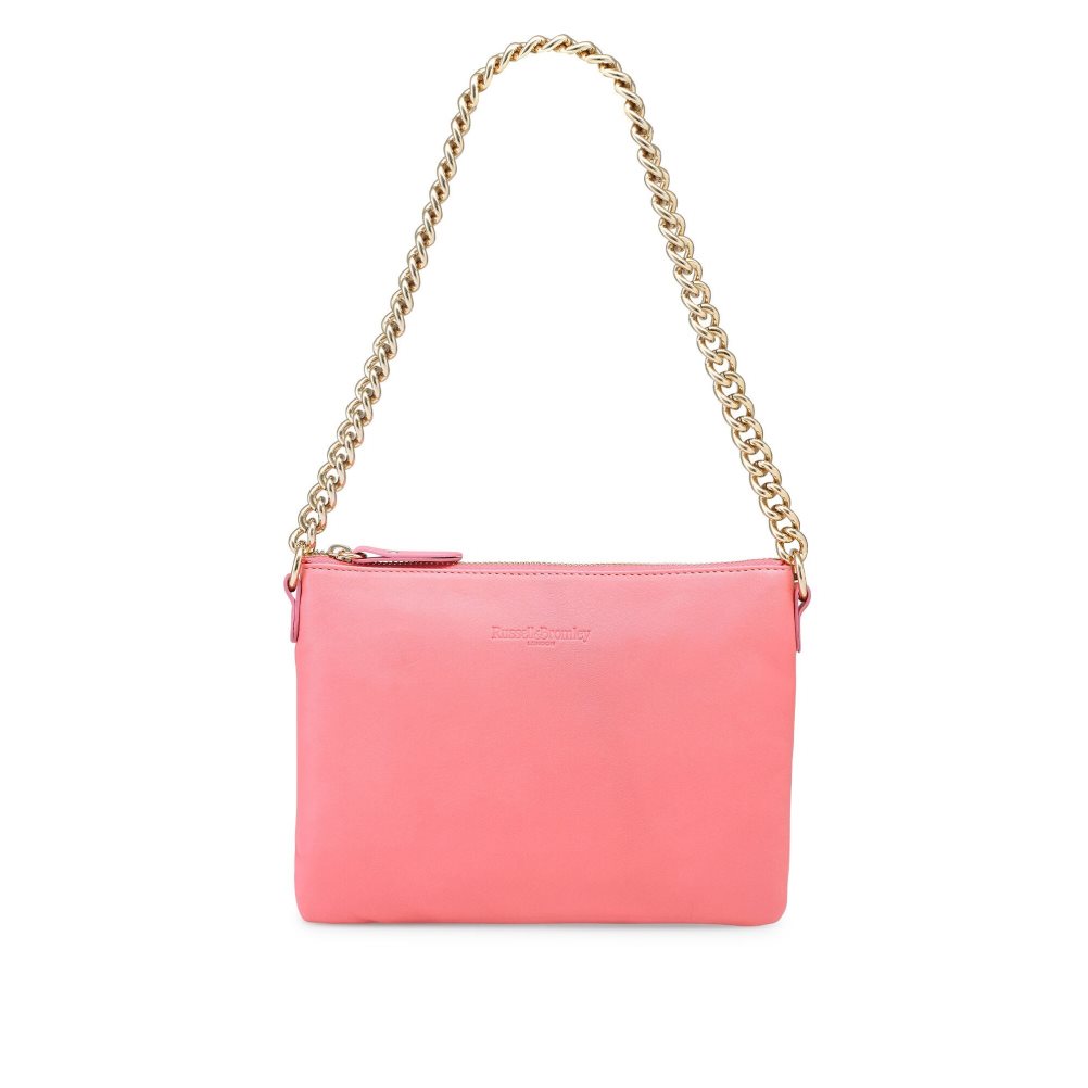 Pink Russell And Bromley On Point Chain Zip Pouch Women's Shoulder Bags | CA-3549P