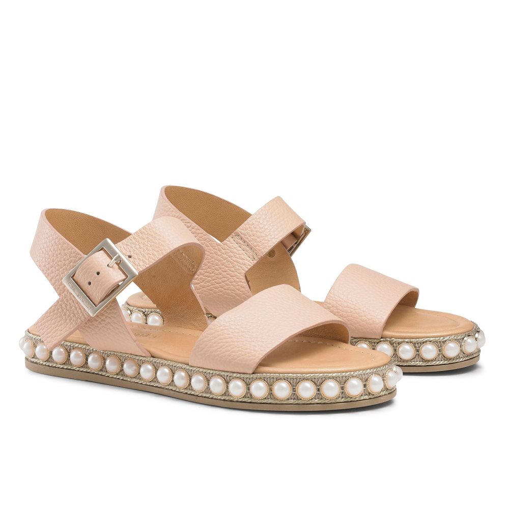 Pink Russell And Bromley Pearljam Pearl Two Part Women's Flat Sandals | CA-7518M
