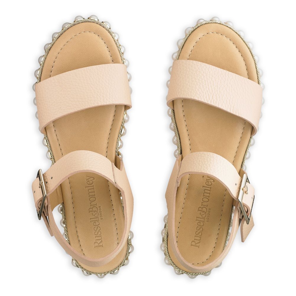 Pink Russell And Bromley Pearljam Pearl Two Part Women's Flat Sandals | CA-7518M