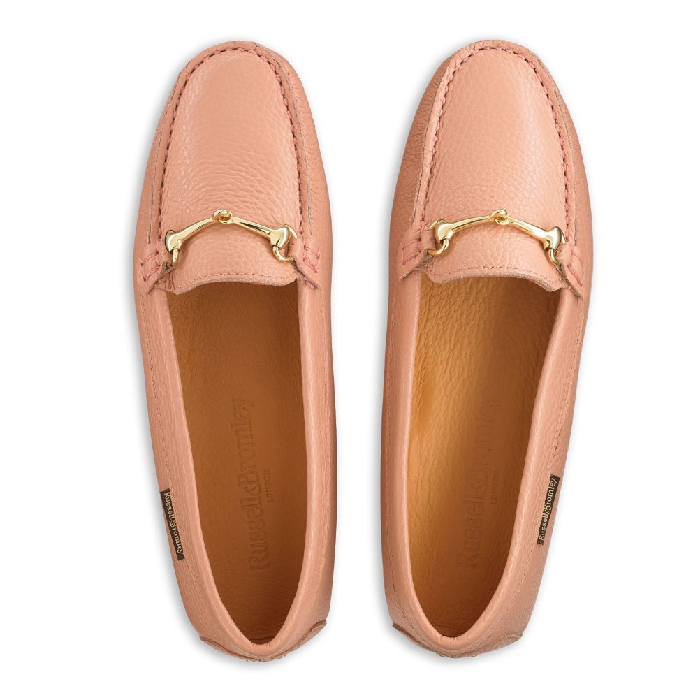 Pink Russell And Bromley Piazza Snaffle Trim Driver Women's Loafers | CA-1436R