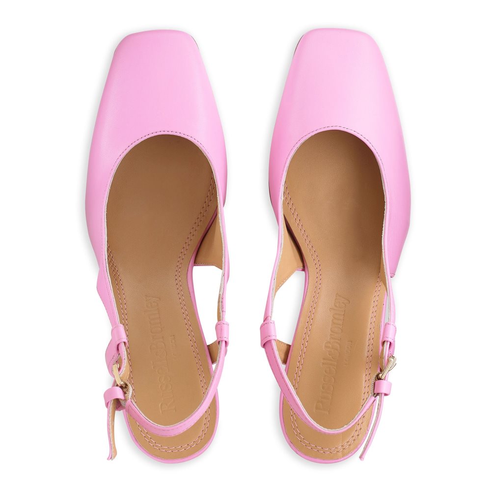 Pink Russell And Bromley Sugar Pie Slingback Block Women's Heels | CA-0518U
