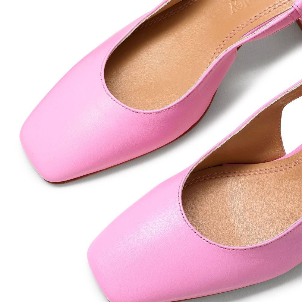 Pink Russell And Bromley Sugar Pie Slingback Block Women's Heels | CA-0518U
