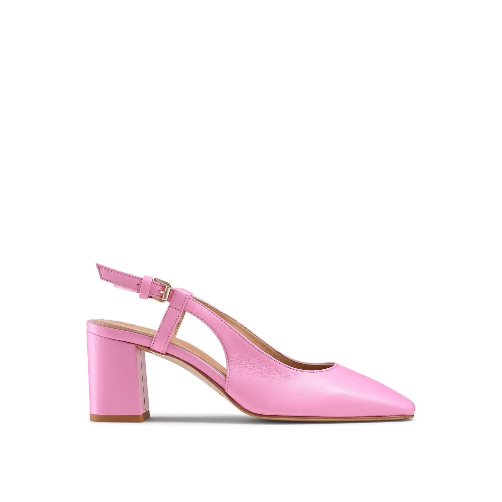 Pink Russell And Bromley Sugar Pie Slingback Block Women\'s Heels | CA-0518U