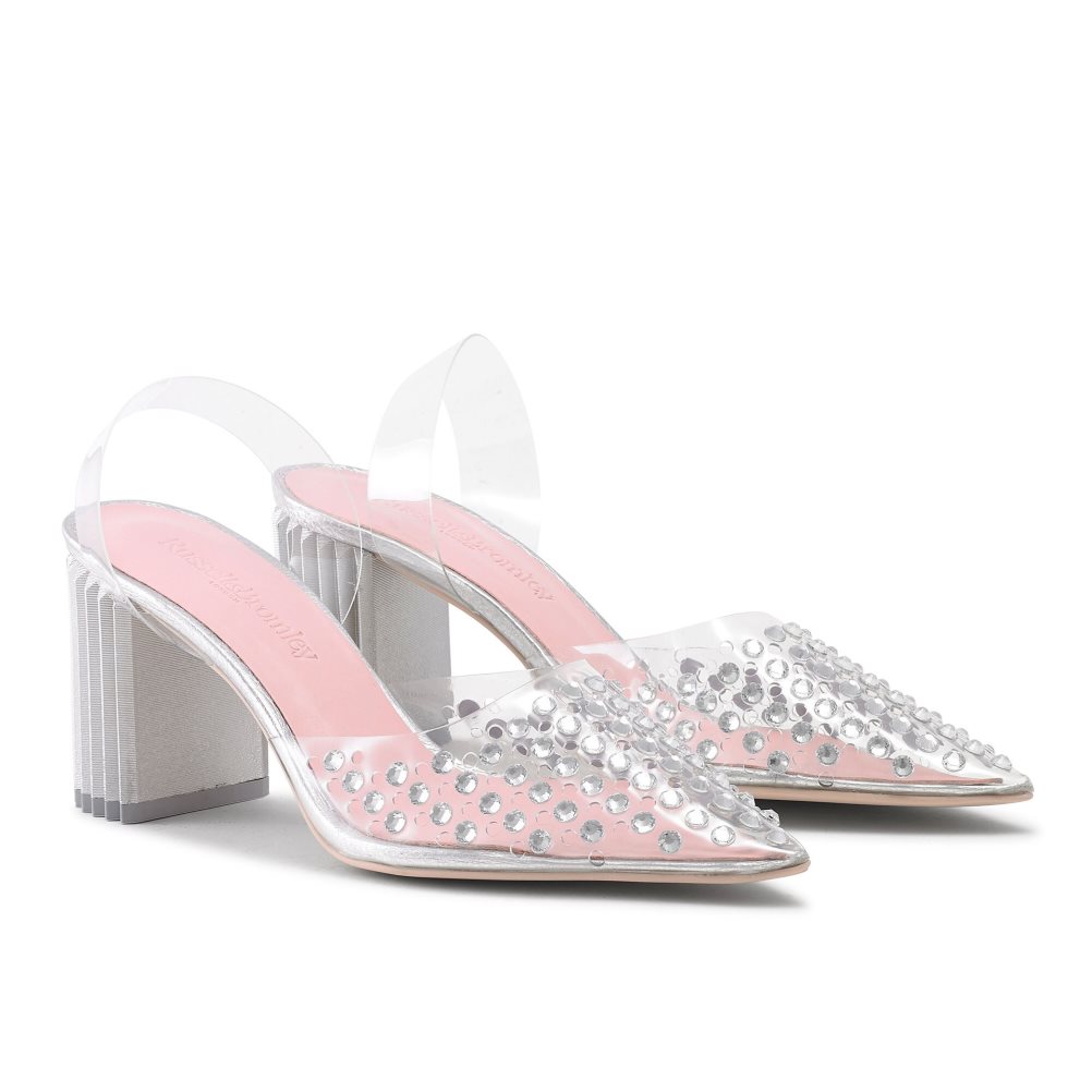 Pink / Silver Russell And Bromley Aphrodite Embellished Court Women's Heels Sandals | CA-1863Q