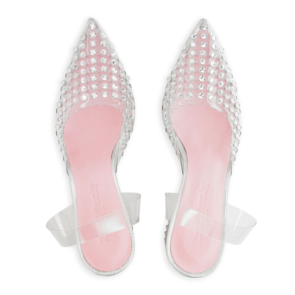 Pink / Silver Russell And Bromley Aphrodite Embellished Court Women's Heels Sandals | CA-1863Q