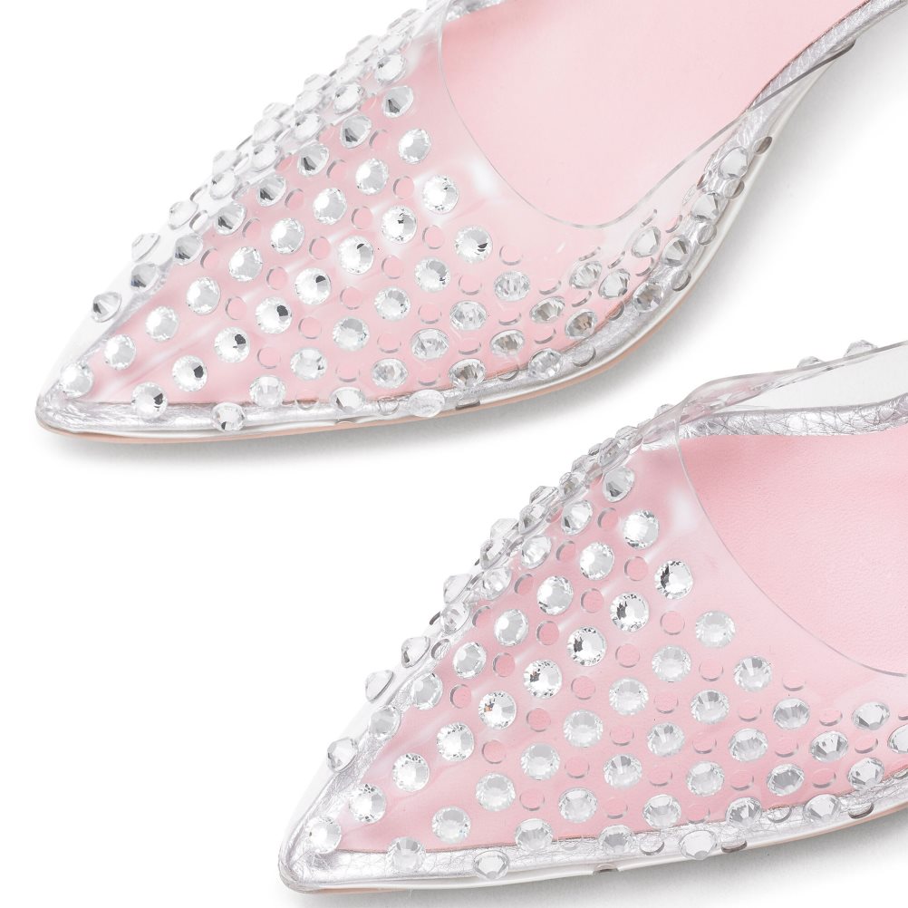 Pink / Silver Russell And Bromley Aphrodite Embellished Court Women's Heels Sandals | CA-1863Q