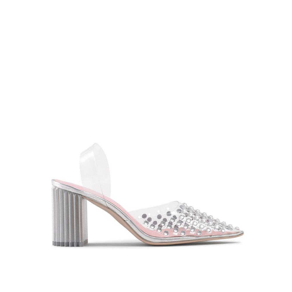 Pink / Silver Russell And Bromley Aphrodite Embellished Court Women\'s Heels Sandals | CA-1863Q