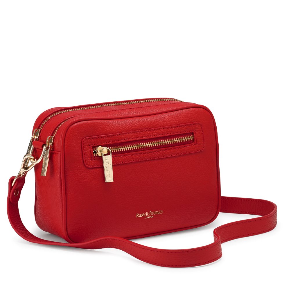 Red Russell And Bromley Dynamic Triple Zip Camera Women's Crossbody Bags | CA-5410D