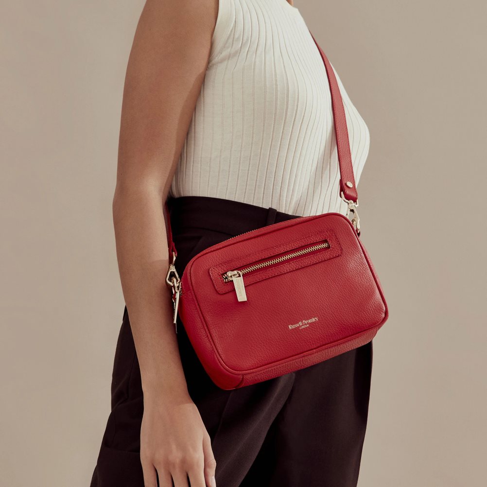Red Russell And Bromley Dynamic Triple Zip Camera Women's Crossbody Bags | CA-5410D