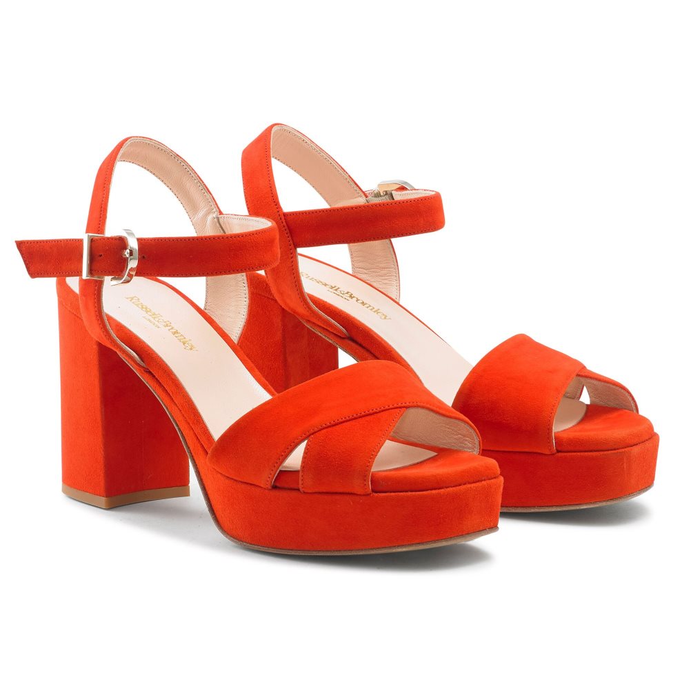 Red Russell And Bromley Topform Platform Women's Heels Sandals | CA-2670S
