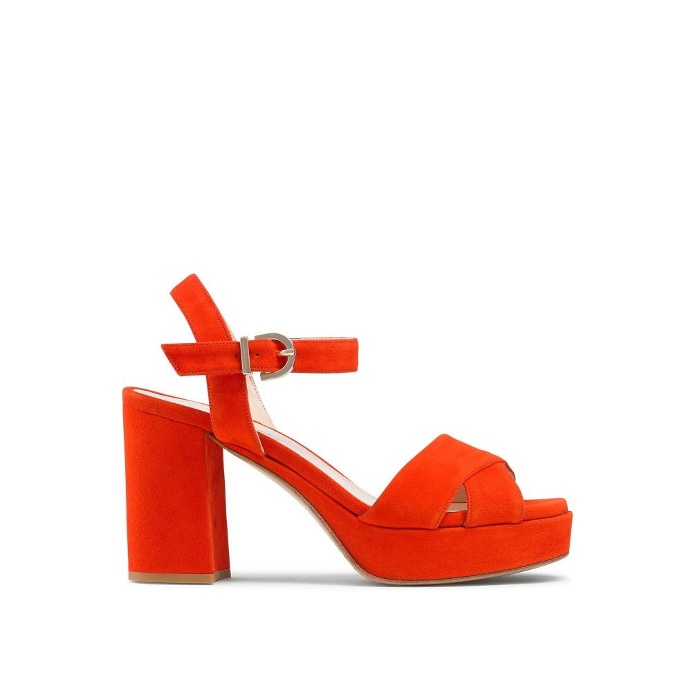 Red Russell And Bromley Topform Platform Women\'s Heels Sandals | CA-2670S