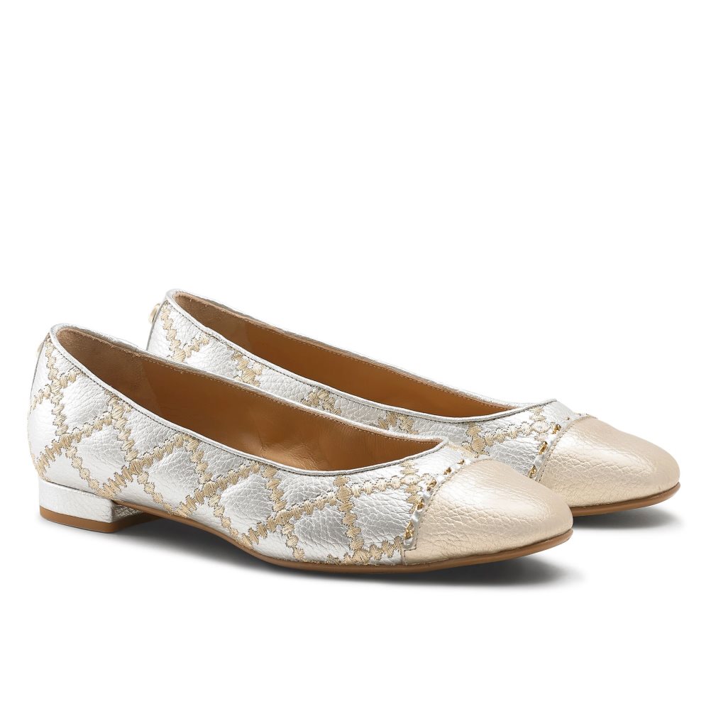 Silver / Gold Russell And Bromley Boulevard2 Women's Ballet Flats | CA-1049M