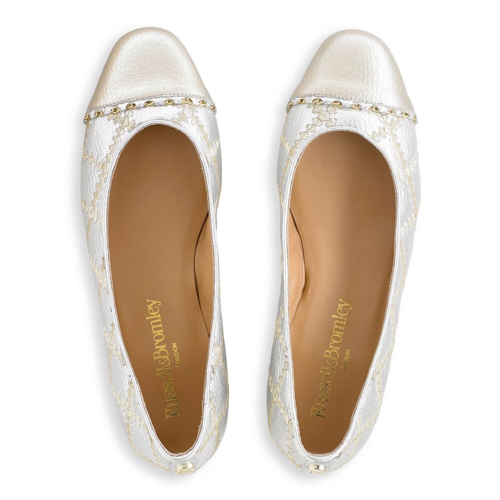 Silver / Gold Russell And Bromley Boulevard2 Women's Ballet Flats | CA-1049M