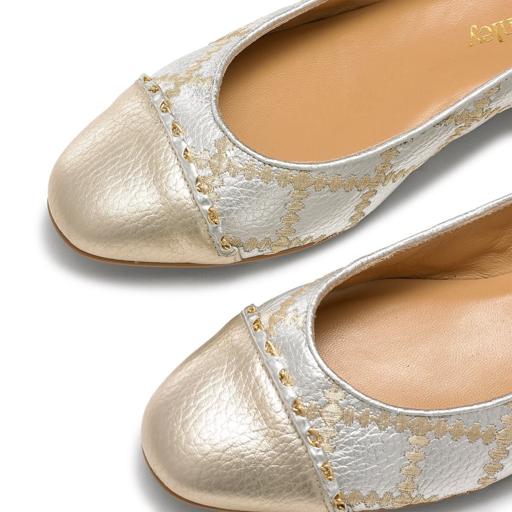 Silver / Gold Russell And Bromley Boulevard2 Women's Ballet Flats | CA-1049M