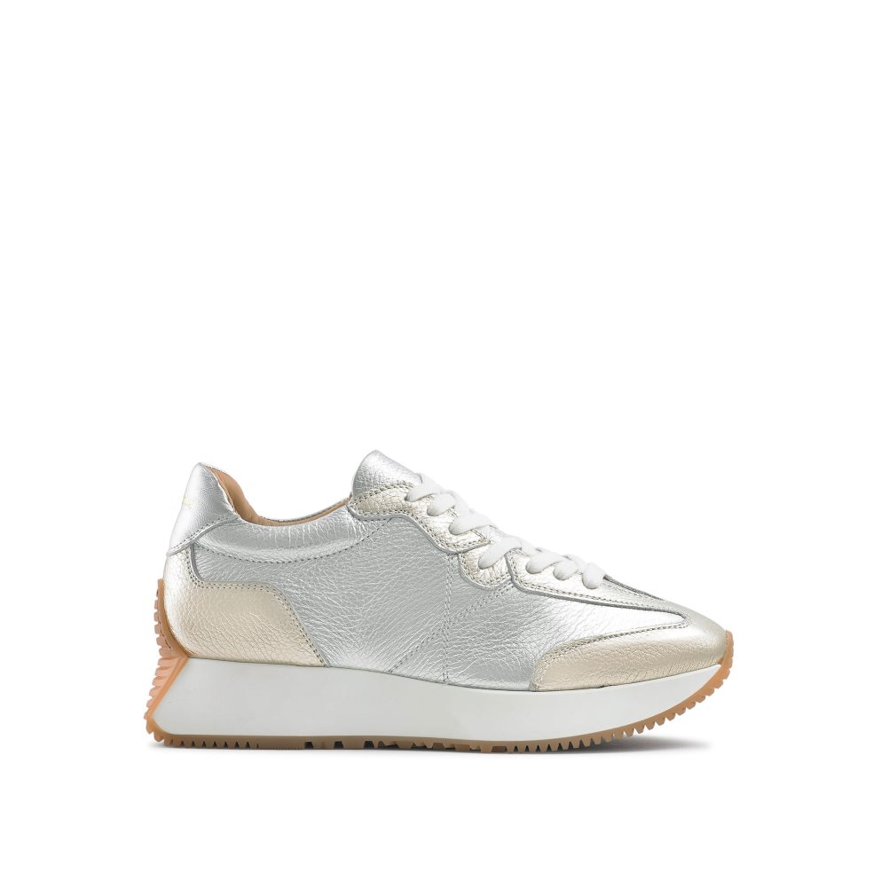 Silver / Gold Russell And Bromley Hourglass Flared Sole Women\'s Sneakers | CA-8465M