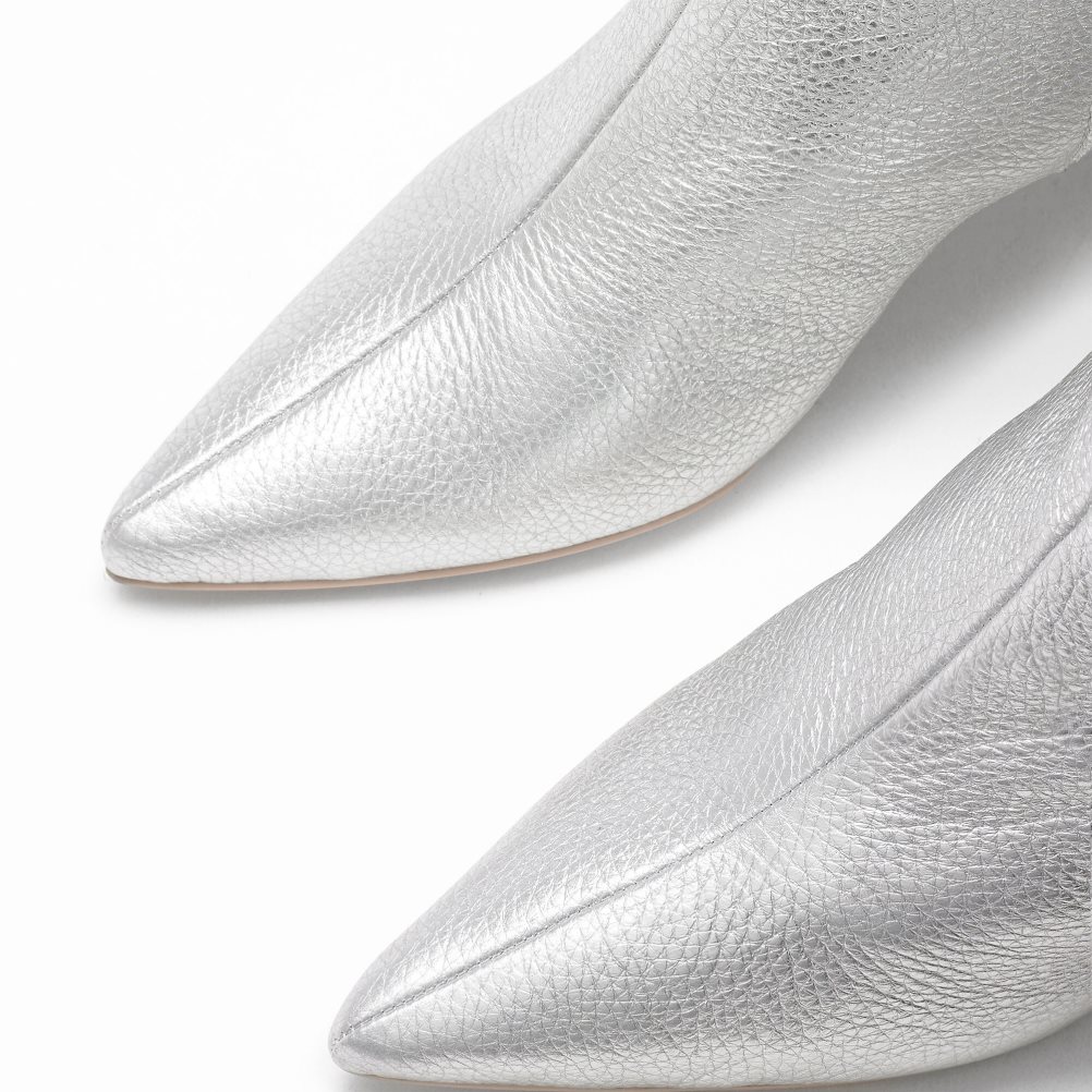 Silver Russell And Bromley Athenaboot Pointed Women's Heeled Boots | CA-9352S