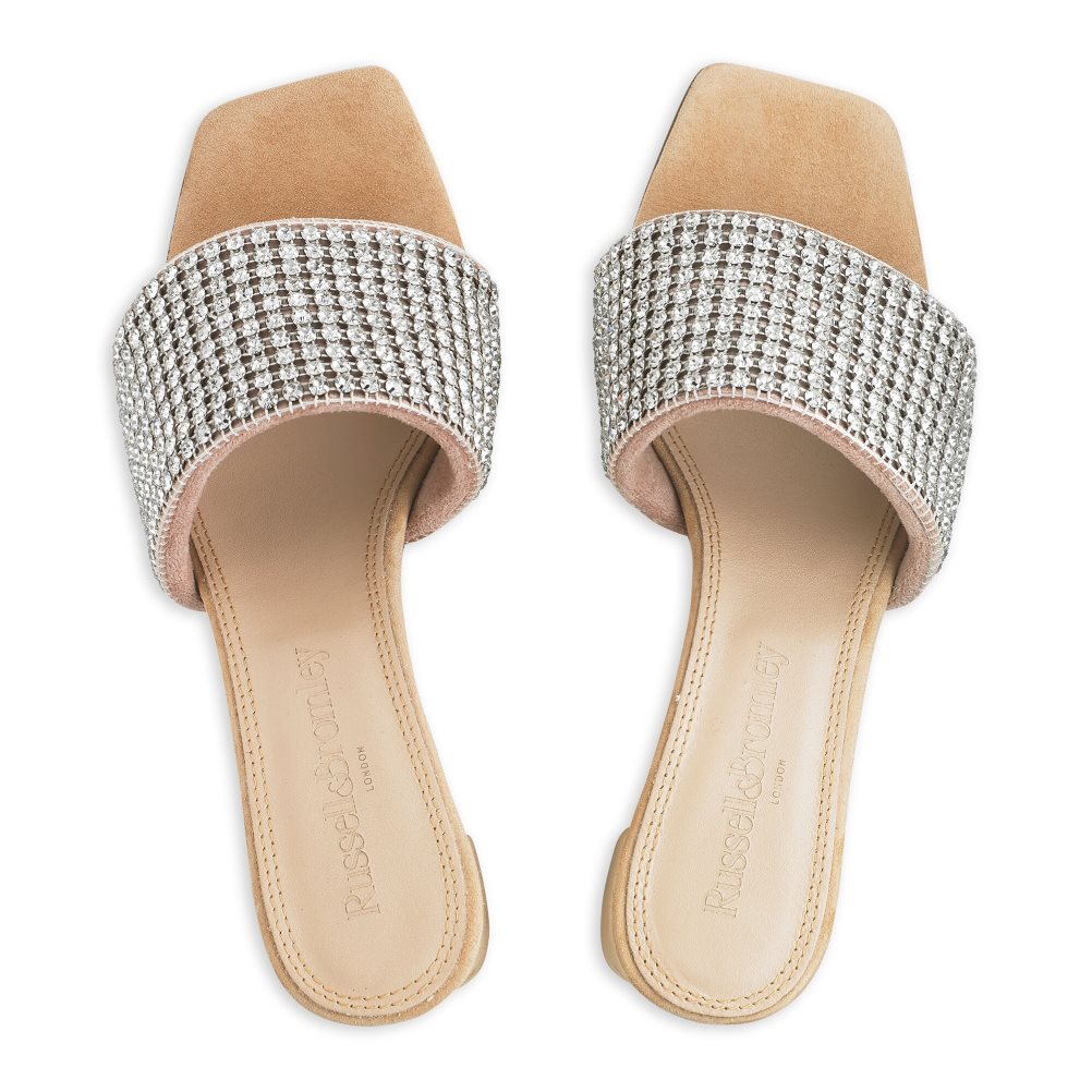 Silver Russell And Bromley Blingbloc Diamante Block Women's Mules | CA-6253I