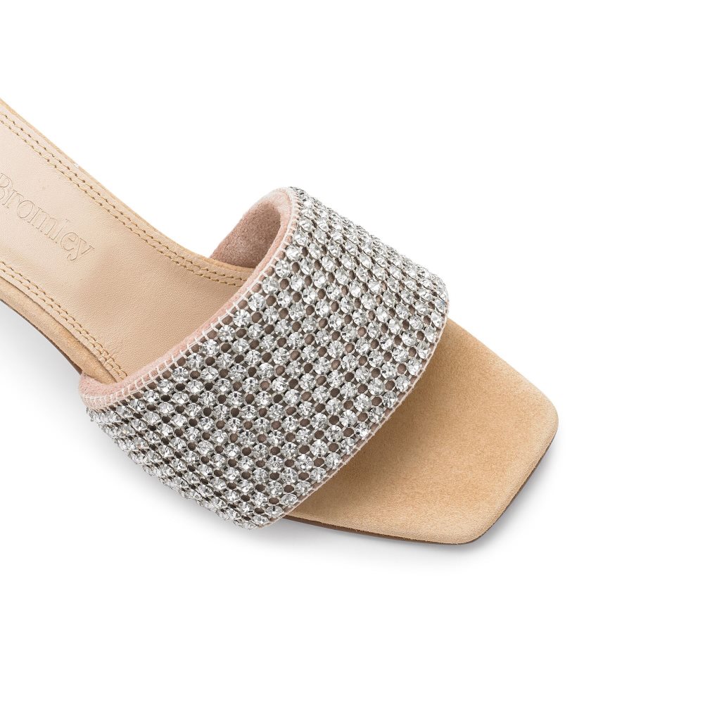 Silver Russell And Bromley Blingbloc Diamante Block Women's Mules | CA-6253I