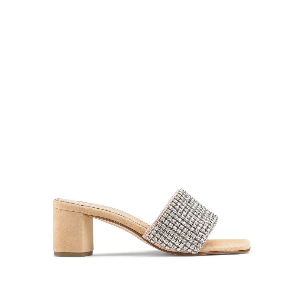 Silver Russell And Bromley Blingbloc Diamante Block Women\'s Mules | CA-6253I