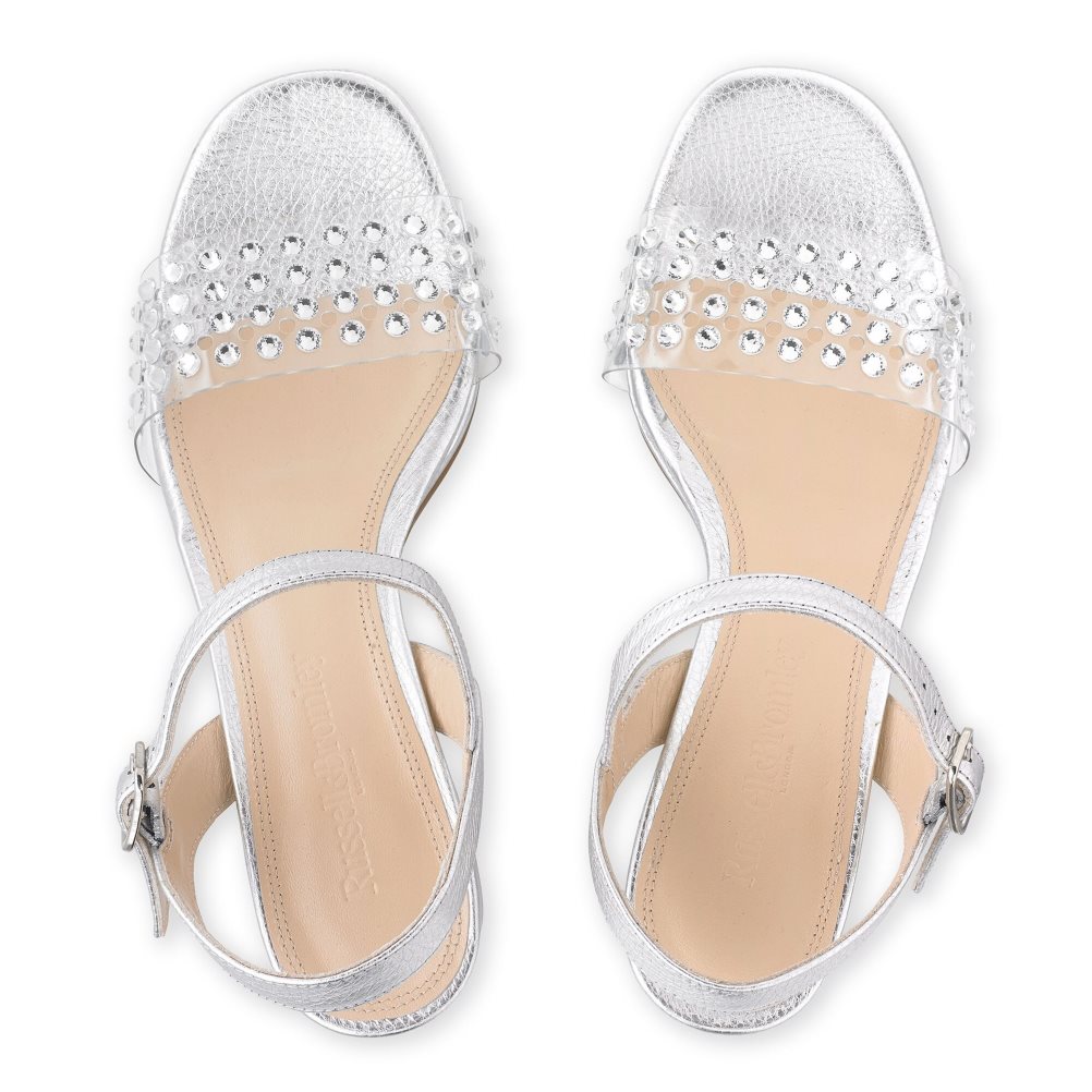 Silver Russell And Bromley Discoqueen+ Platform Women's Heels Sandals | CA-0194L