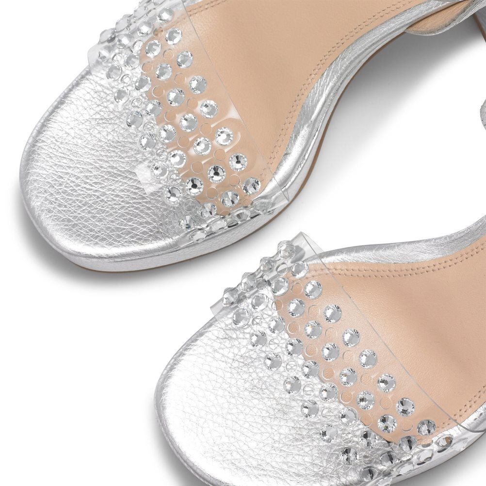 Silver Russell And Bromley Discoqueen+ Platform Women's Heels Sandals | CA-0194L