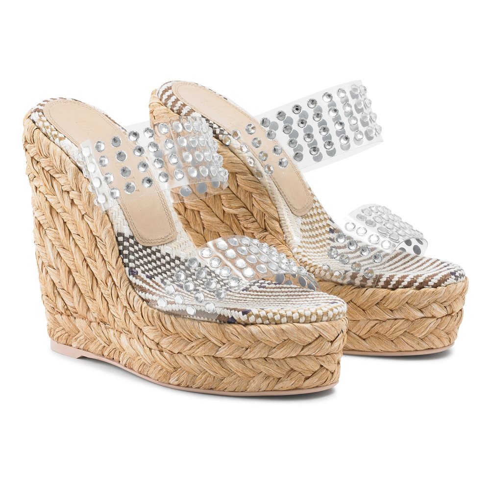 Silver Russell And Bromley Iceberg Perspex Espadrille Women's Wedges | CA-4079V