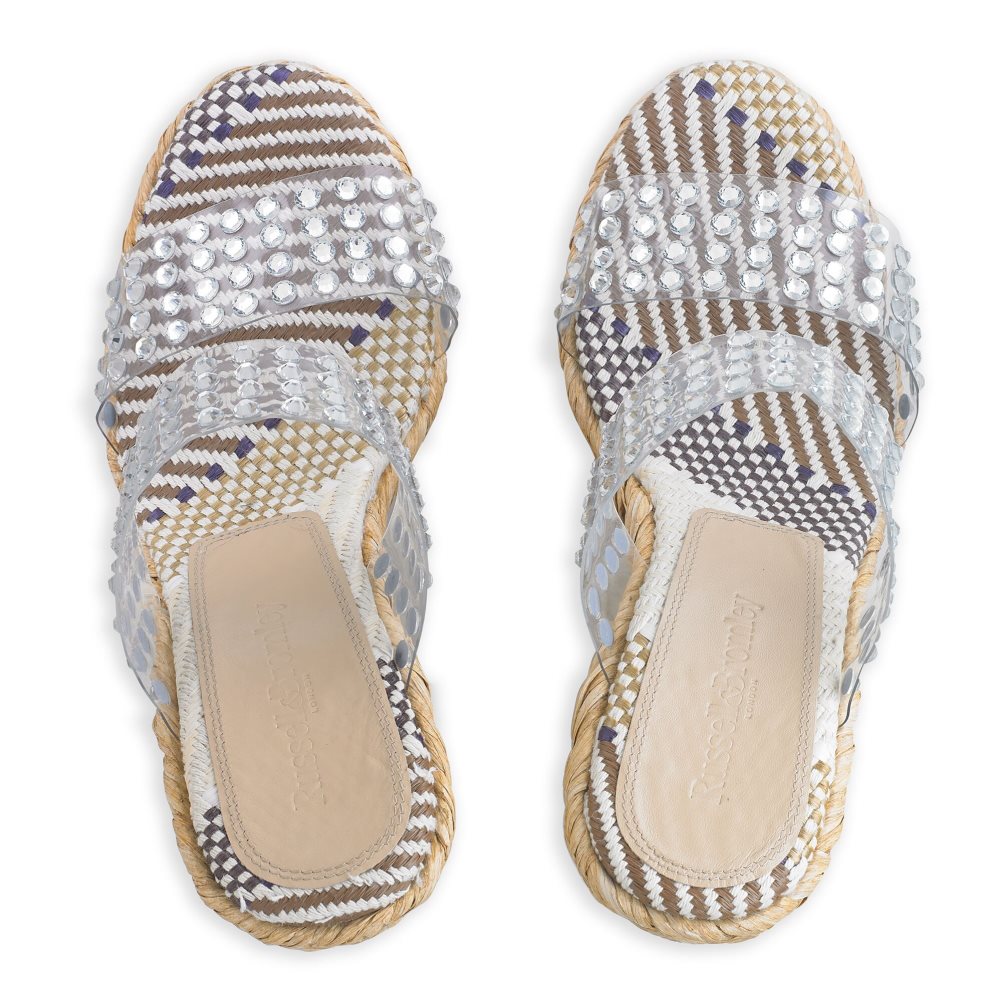 Silver Russell And Bromley Iceberg Perspex Espadrille Women's Wedges | CA-4079V