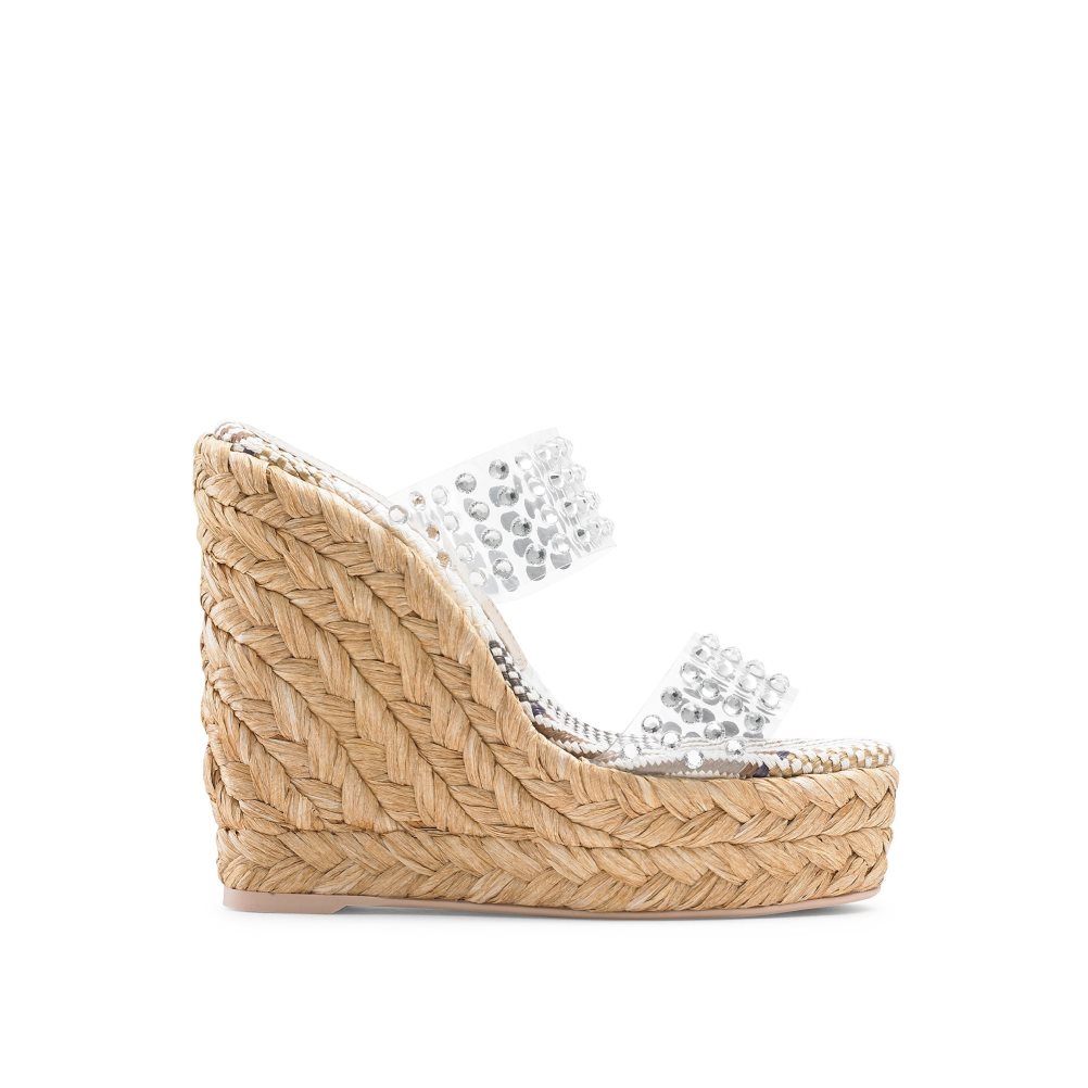 Silver Russell And Bromley Iceberg Perspex Espadrille Women\'s Wedges | CA-4079V