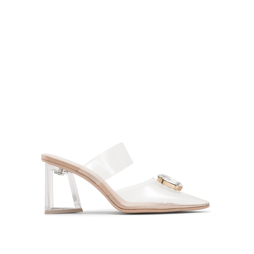 Silver Russell And Bromley Olympia Vinyl Gem Women\'s Mules | CA-4615S