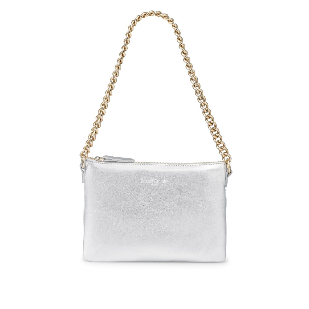 Silver Russell And Bromley On Point Chain Zip Pouch Women's Shoulder Bags | CA-0682Z