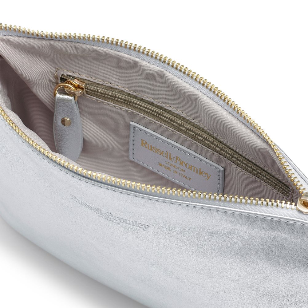 Silver Russell And Bromley On Point Chain Zip Pouch Women's Shoulder Bags | CA-0682Z