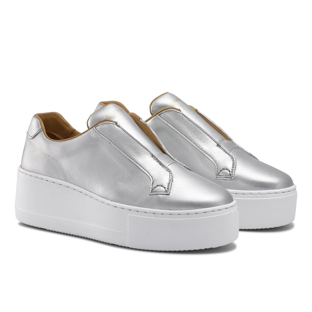 Silver Russell And Bromley Park Up Flatform Laceless Women's Platform Shoes | CA-0748B