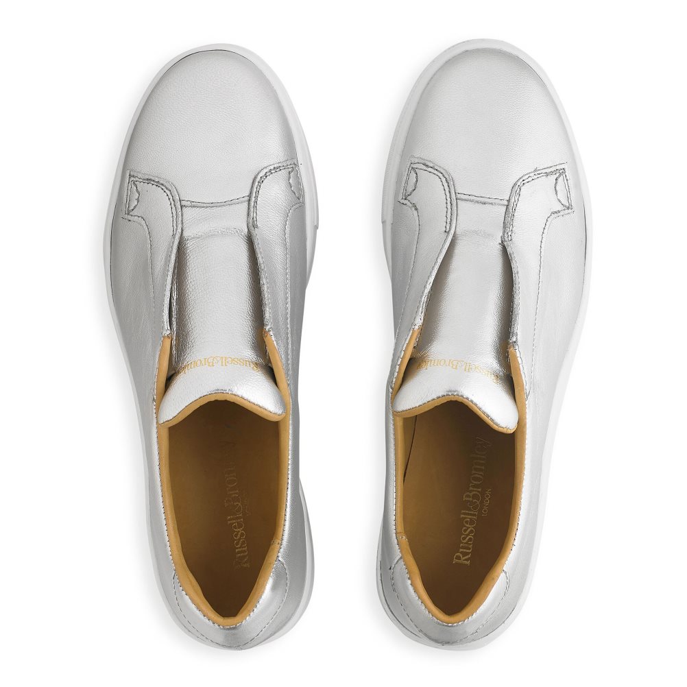 Silver Russell And Bromley Park Up Flatform Laceless Women's Platform Shoes | CA-0748B
