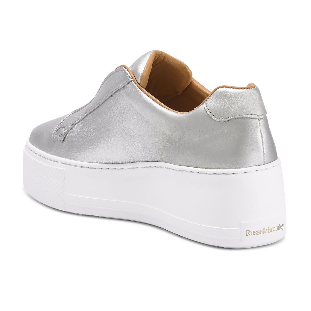 Silver Russell And Bromley Park Up Flatform Laceless Women's Platform Shoes | CA-0748B