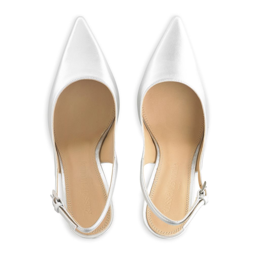 Silver Russell And Bromley Slingback Point Women's Pumps | CA-2786C