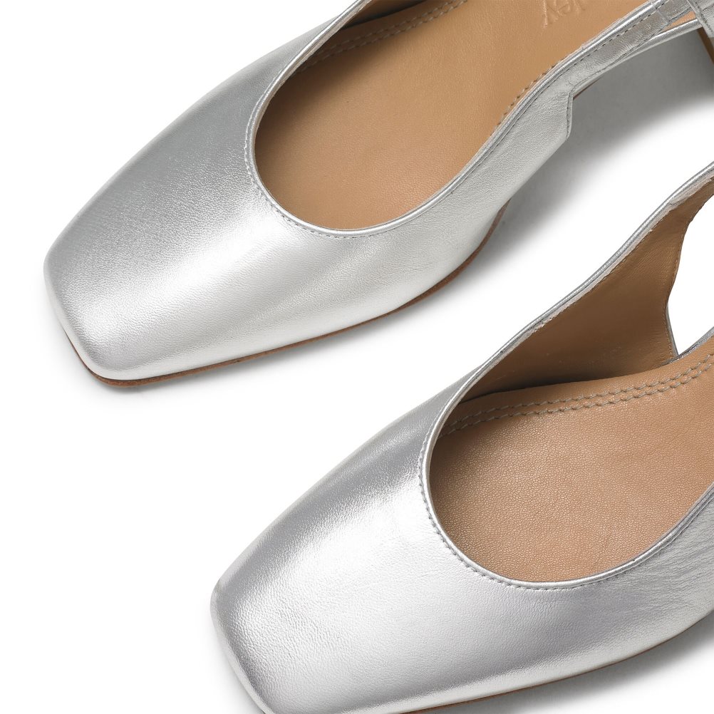 Silver Russell And Bromley Sugar Pie Slingback Block Women's Heels | CA-6023W