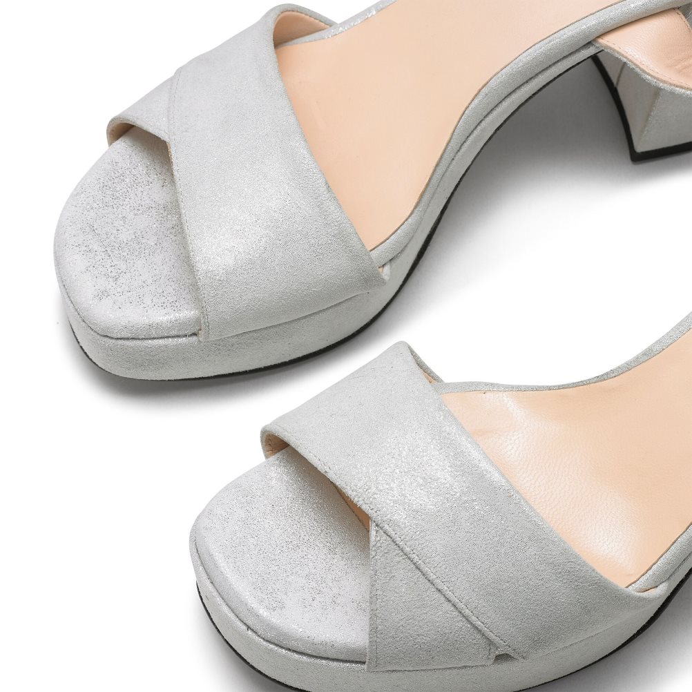 Silver Russell And Bromley Topform Platform Women's Heels Sandals | CA-0124T
