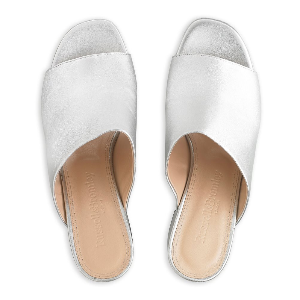 Silver Russell And Bromley Topmule Platform Women's Mules | CA-9351K