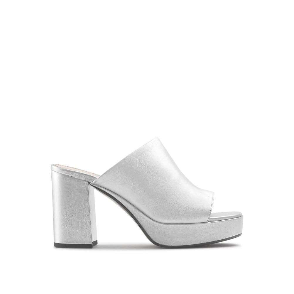 Silver Russell And Bromley Topmule Platform Women\'s Mules | CA-9351K