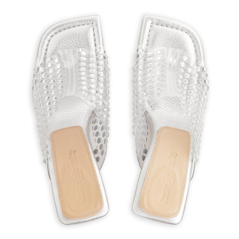Silver Russell And Bromley Zeus Perspex Women's Mules | CA-6230O