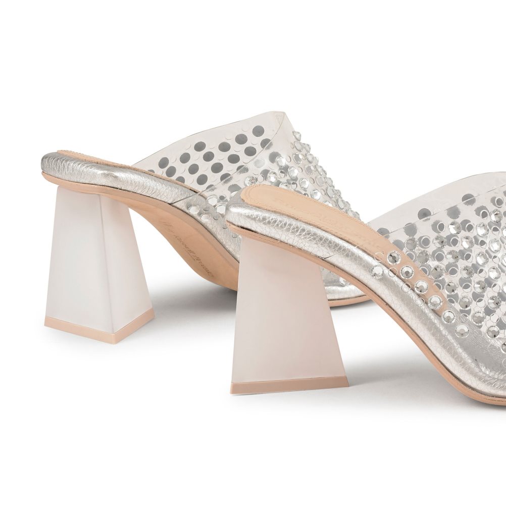 Silver Russell And Bromley Zeus Perspex Women's Mules | CA-6230O