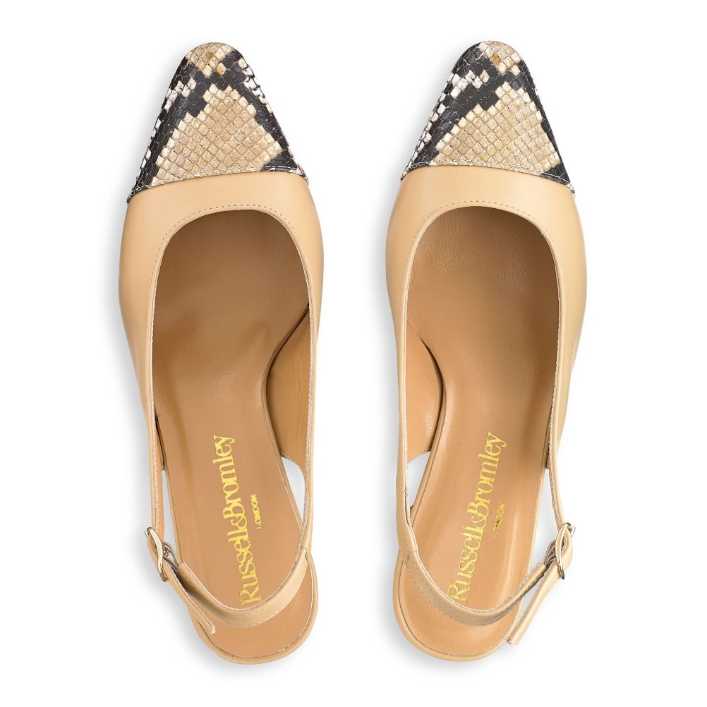 Snake / Beige Russell And Bromley Made Up Slingback Women's Heels | CA-5603P