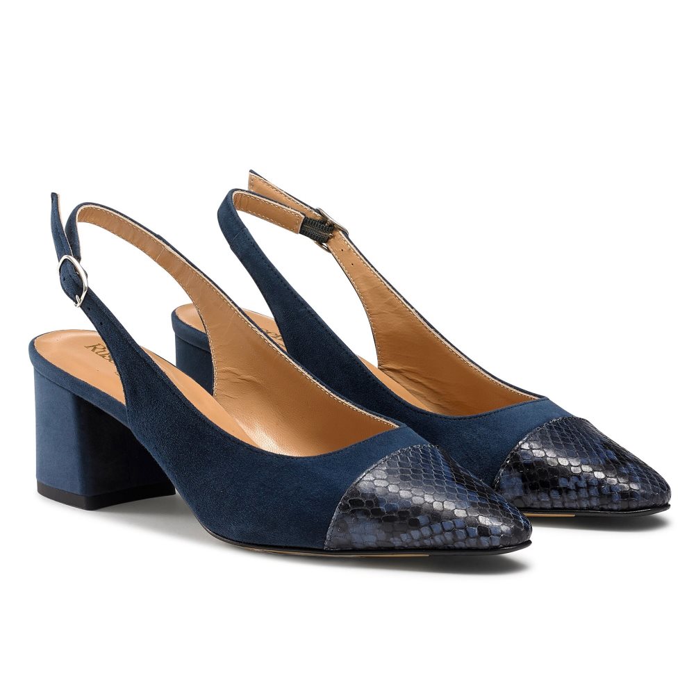 Snake / Navy Russell And Bromley Made Up Slingback Women's Heels | CA-3458S