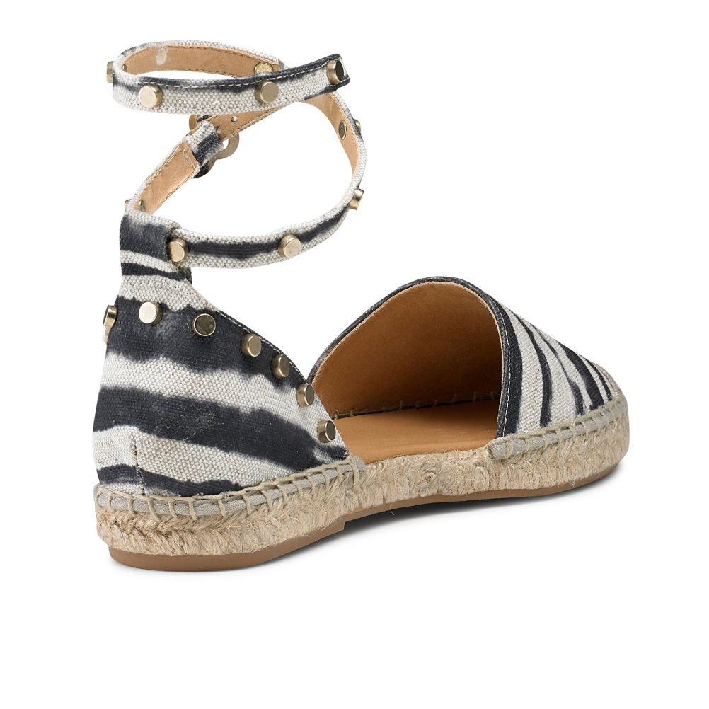 White / Black Russell And Bromley Coin Wrap Ankle Wrap Women's Flat Sandals | CA-6847A