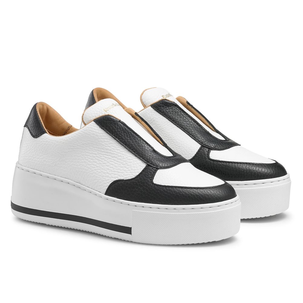 White / Black Russell And Bromley Park Ave Laceless Women's Platform Shoes | CA-2108N