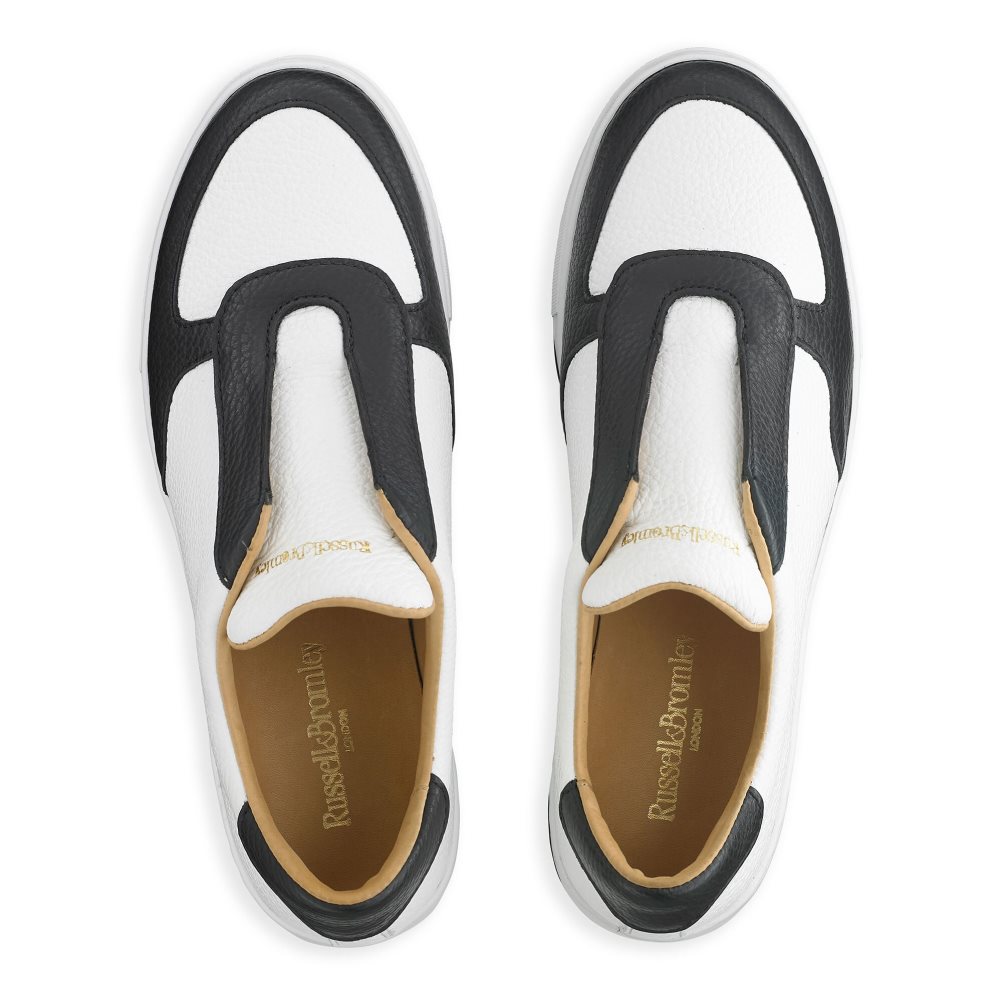 White / Black Russell And Bromley Park Ave Laceless Women's Platform Shoes | CA-2108N