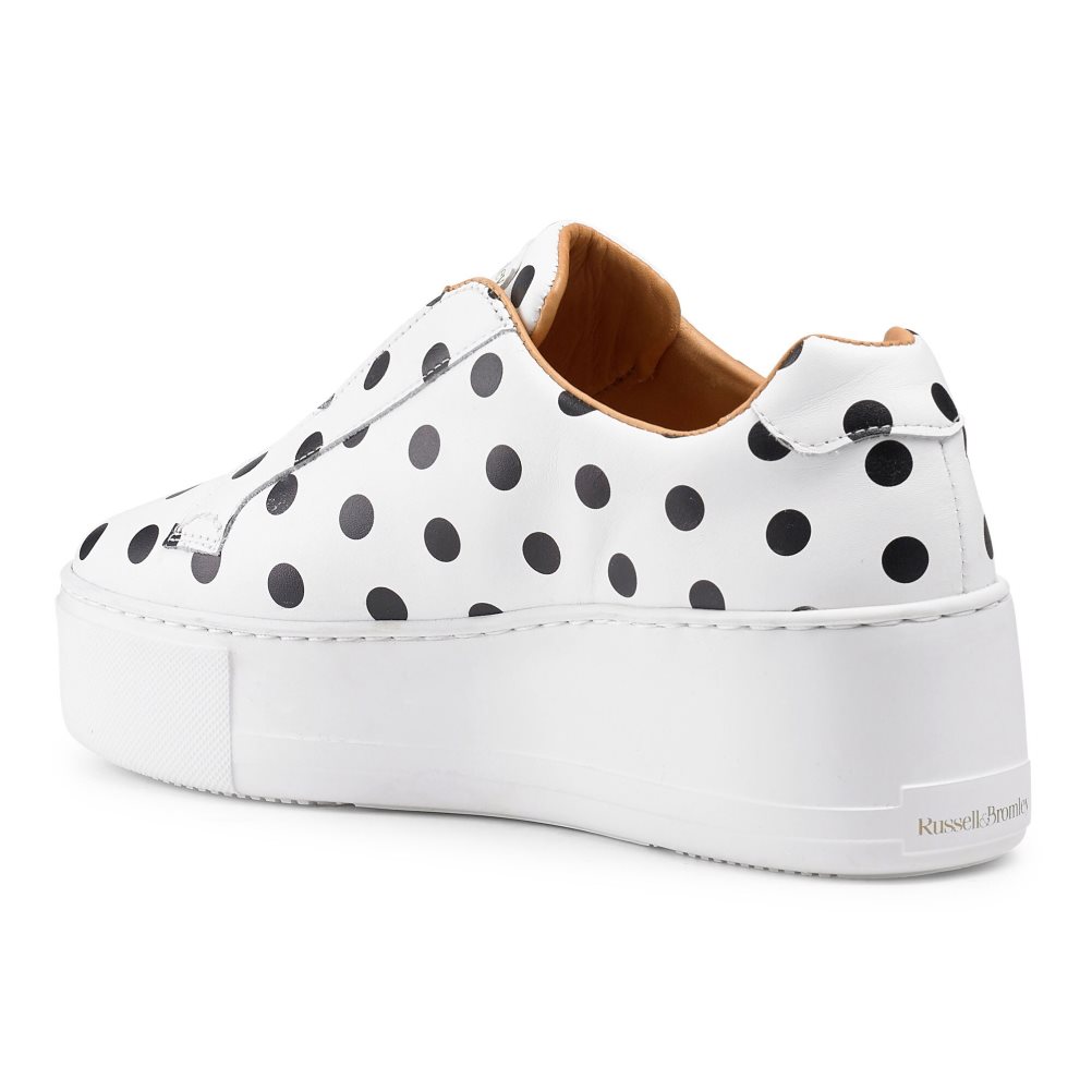 White / Black Russell And Bromley Park Up Flatform Laceless Women's Platform Shoes | CA-7649N