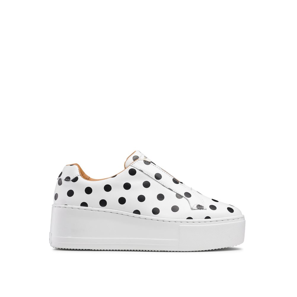 White / Black Russell And Bromley Park Up Flatform Laceless Women\'s Platform Shoes | CA-7649N