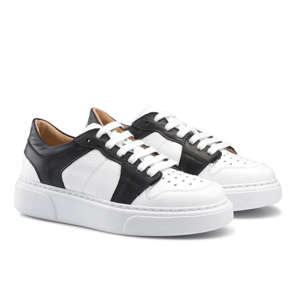 White / Black Russell And Bromley Prince Low Low Top Women's Platform Shoes | CA-5170I